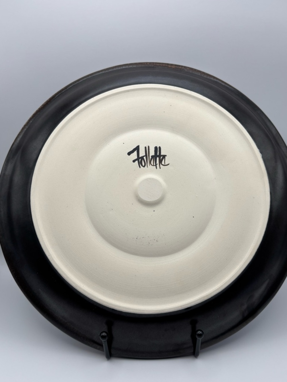 Kent Follette Signed Glazed Blue & Green Decorative Ceramic Serving Plate - Picture 9 of 9